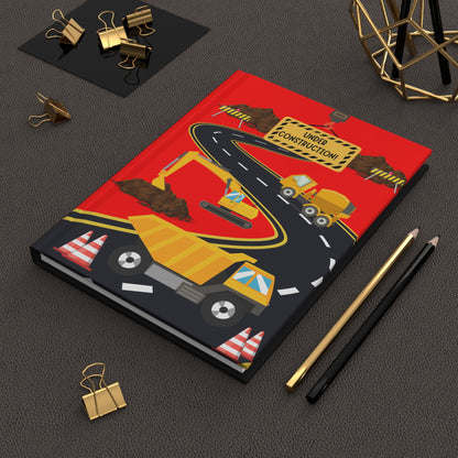 Construction Trucks Hardcover Journal — "Under Construction" Lined Notebook for Kids