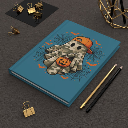 Halloween Camo Ghost Hardcover Journal — Lined Notebook for kids