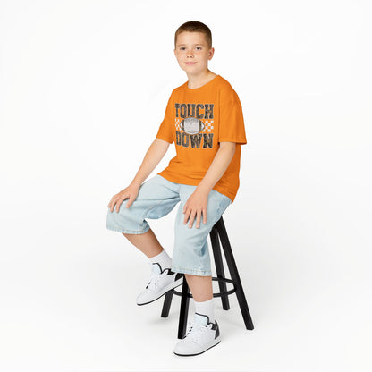 Kids Football "Touchdown" Tee — Vintage Helmet & Checkered Design