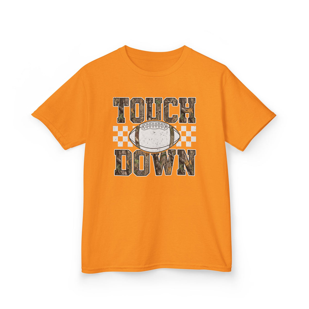 Kids Football "Touchdown" Tee — Vintage Helmet & Checkered Design