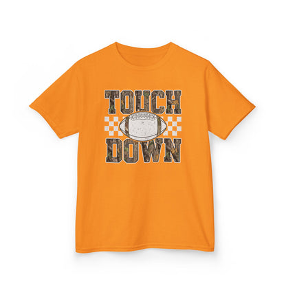 Kids Football "Touchdown" Tee — Vintage Helmet & Checkered Design