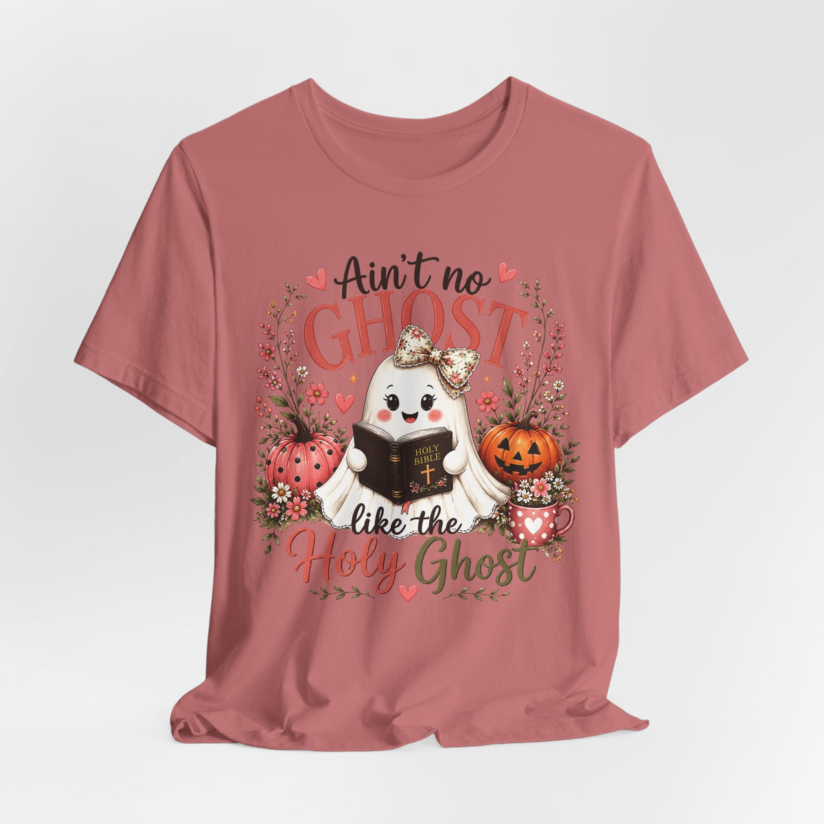 Halloween Ghost Tee — “Ain’t No Ghost Like the Holy Ghost” Cute Faith Pumpkin Shirt