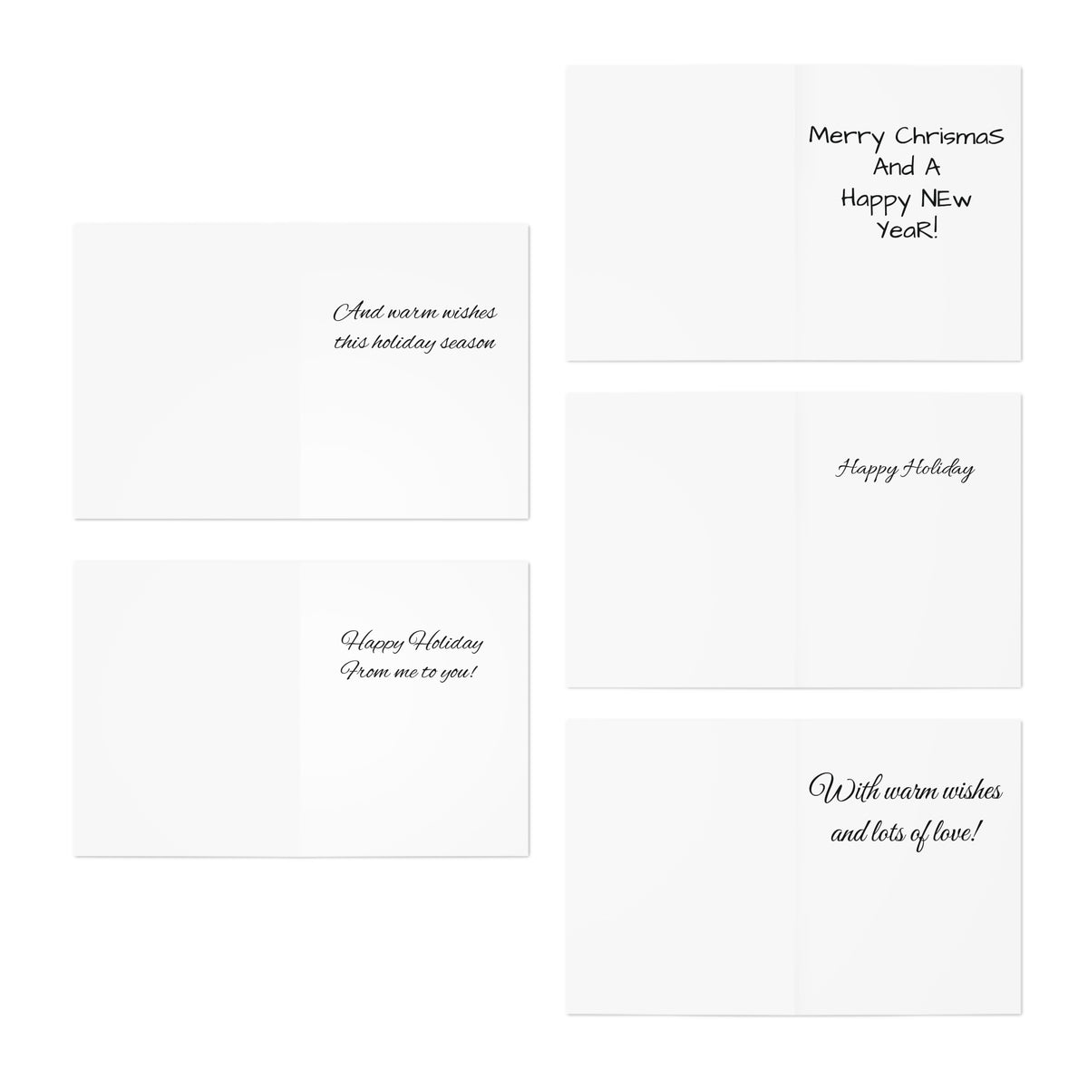 Christmas Greeting Cards 5-Pack – Vintage Holiday Designs, Merry Christmas & Happy Holidays