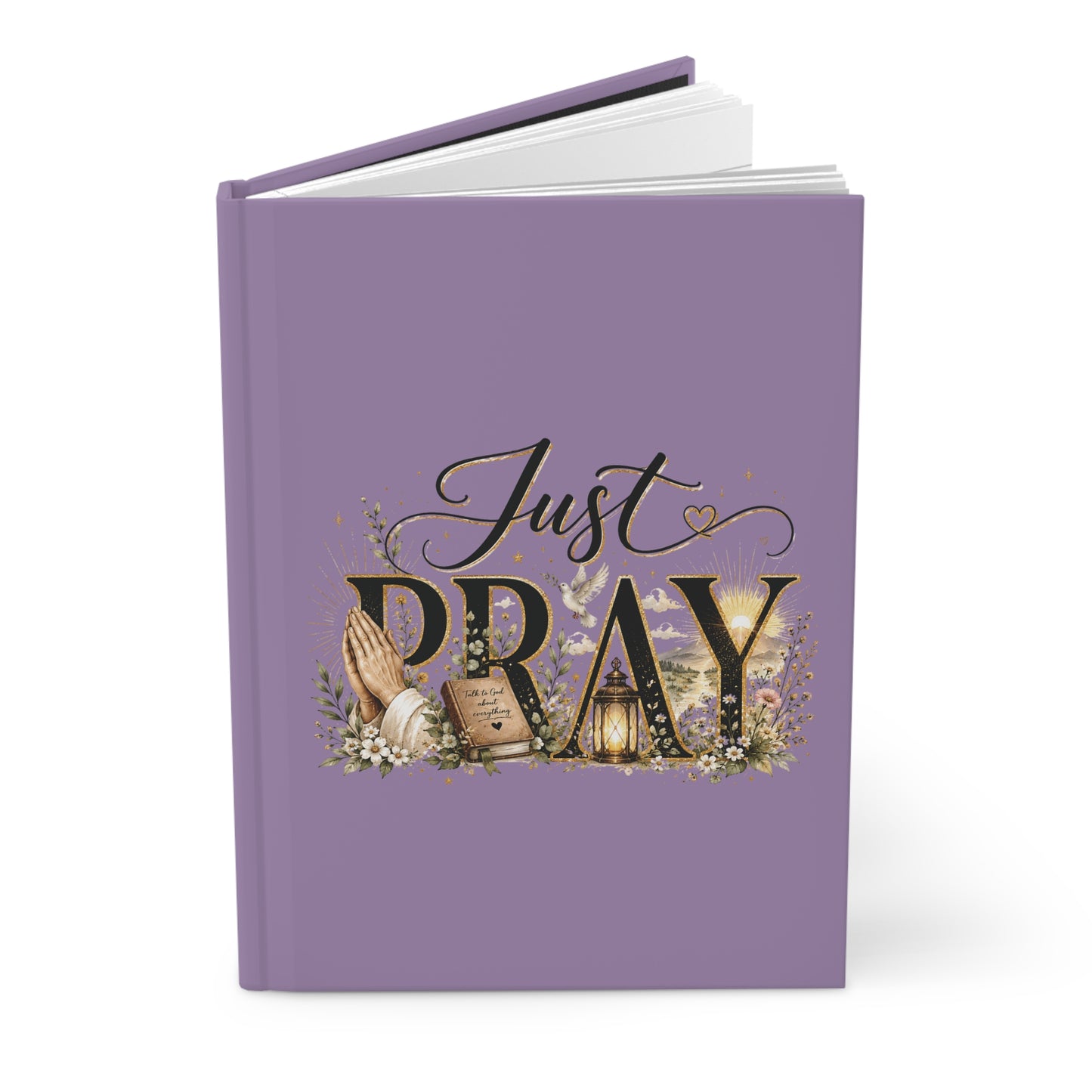 Hardcover Journal — "Just Pray" Inspirational Prayer Notebook (Matte Lavender)