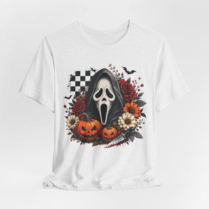 Scream Mask Halloween Tee — Pumpkin & Rose Horror Graphic T-Shirt