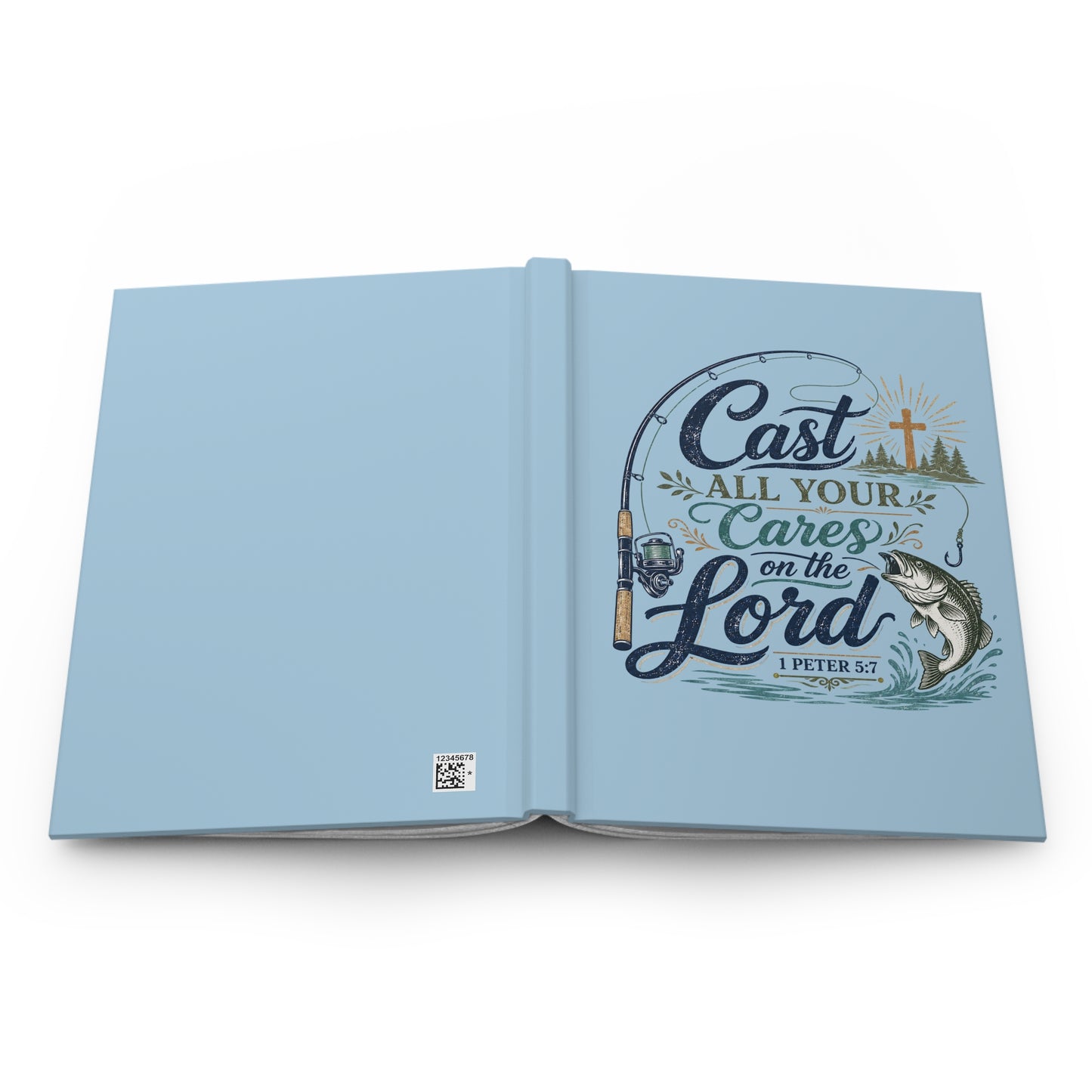 Hardcover Journal – "Cast All Your Cares on the Lord" Christian Fishing Devotional Notebook