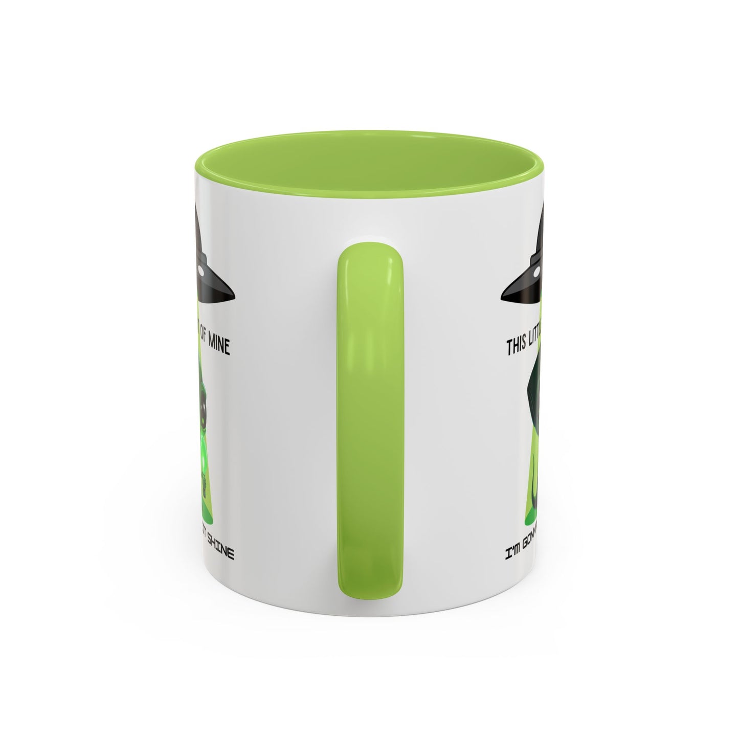 Alien UFO Coffee Mug — "This Little Light of Mine" Cute Green Alien Accent Mug (11/15oz)