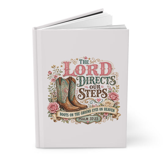 Christian Journal — "The Lord Directs Our Steps" Floral Cowboy Boots Hardcover
