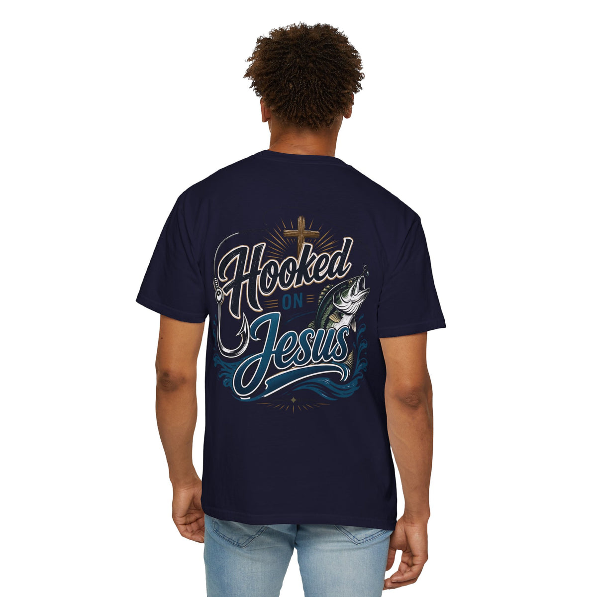 Hooked on Jesus Fishing T-Shirt — Christian Faith & Fishing Graphic Tee